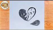 How to draw broken heart Drawing || Step by step for beginners |