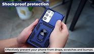 Goton for Samsung Galaxy S24 Ultra Case with Slide Camera Cover, Rugged Heavy Duty Shockproof Protective Phone Case with Ring Kickstand, Dark Purple