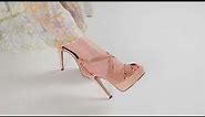 Women Platform Stiletto High Heel Peep Open Toe Pumps Cross-Strap Ankle Strap Wedding Cute Shoes