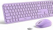 Purple Keyboard and Mouse Combo Wireless-Seenda Full Size 2.4GHz Silent USB Wireless Keyboard Mouse, Cordless Wireless Keyboard and Mouse for Windows, Laptop, PC (Purple)