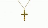 Black Hills Gold Cross Pendent Necklace with Grape Leaves