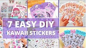 DIY Kawaii stickers/ How to make stickers at home/ Handmade stickers /7 easy diy kawaii stickers