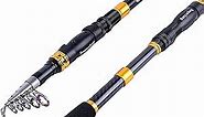 Sougayilang Telescopic Fishing Rod - 24 Ton Carbon Fiber Ultralight Fishing Pole with CNC Reel Seat, Portable Retractable Handle, Stainless Steel Guides for Bass Salmon Trout Fishing