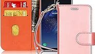 FYY Wallet Phone Case for Samsung Galaxy S8, Flip Protective Case Cover with [Card Holder] [Wrist Strap] for Samsung Galaxy S8 Rose Gold