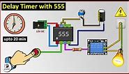 Time Delay Relay circuit using 555 timer IC | Off delay timer Switch | UTSOURCE