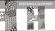 zentangle art alphabet h || alphabet zentangle h || alphabet doodling h || letter h