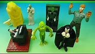 1999 UNIVERSAL MONSTERS set of 6 JACK IN THE BOX COLLECTIBLE MINI FIGURES VIDEO REVIEW