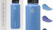 HYDRO H2O 37 oz Insulated Water Bottles with Twist Cap, Stainless Steel Water Bottle, Leak Proof Metal Water Bottle, Resuable Thermos BPA Free Flask, Light Blue