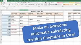 Make an awesome automatic revision timetable/schedule