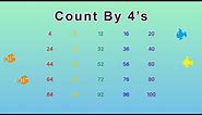 Count By 4's Song | Skip Counting by 4 up to 100 YouTube | Golden Kids Learning