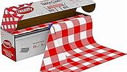 Neatiffy Disposable Plastic Table Cloth Roll | 54 in x 108 Ft Waterproof Tablecloth for Rectangle, Square, Round Oval Tables | Picnic, Party, Banquet, Birthdays, Weddings - Red Checkered