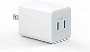 USB C Wall Charger 40W, 1 Pack Dual Port 20W PD 3.0 Type C Fast Charging Block, Durable Compact Power Adapter for iPhone 11/12/13/14/15/ Pro Max, XS/XR/X, iPad Pro, AirPods Pro, Samsung Galaxy(White)