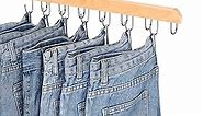 Jean Hangers for Closet, 14 Wood Jeans Hooks Space Saving, 180° Rotating Jean Hangers Holder for Jeans/Skirts/Shorts/Belts/Ties, Closet Organizers and Storage, Pants Hooks for Jeans, 2 Pack, Natrual