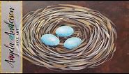 Easy Bird Nest Acrylic Painting Tutorial | Free Beginner Art Lesson | Learn to Paint a Nest