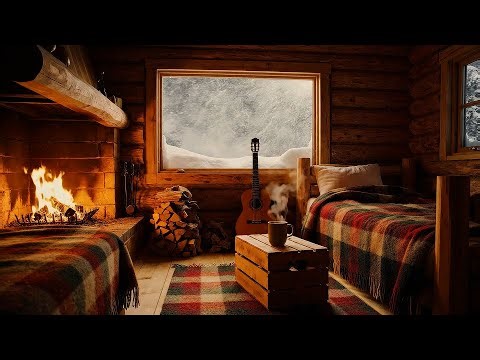 Snow Storm Sleep Sounds | Fireplace ASMR & Blizzard White Noise | Ultra Cozy Winter Room Ambience
