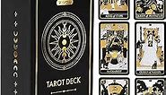 Wyspell Classic Tarot Cards with Guide Book - 78 Gold Tarot Cards for Beginners Tarot Cards Set - Black Tarot Decks with Guidebook - Original Tarot Cards Deck - Tarot Deck with Guidebook