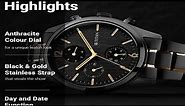 Titan watch|Titan Black and Gold Anthrte Dial Analog watch for Men's|Titan watch black&gold plating