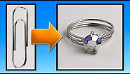 Easy Paperclip or 20g Wire Prong Ring Faceted Gem stone Jewelry Making Tutorial