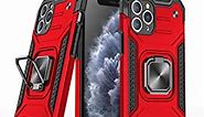 Puxicu Compatible with iPhone 11 Pro Cases, Military Grade Heavy Duty Protective Phone Cover with Kickstand for iPhone 11 Pro-Red