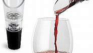 TenTen Labs Wine Aerator Pourer (2-pack) - Premium Aerating Spout and Decanter Set - No Drip and No Spill - Improve Taste and Smell Immediately - Gift Box Included - Black