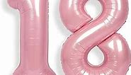SUWEN 40 Inch Pink Large 18 Number Balloons Big Foil Helium Number Balloons 0-9 Jumbo Happy 18th Mylar Birthday Party Decorations for Boy or Girl 81 Anniversary Party Supplies