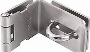 4 Inch Door Hasp Latch 90 Degree, Stainless Steel Safety Right Angle Padlock Hasp Locking Latch Security Door Clasp Hasp Lock Latch for Push/Sliding/Barn Door, 2mm Thick, Brushed Silver