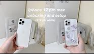 an aesthetic iphone 12 pro max unboxing and setup | white, 512 gb
