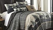 Donna Sharp Full/Queen Bedding Set - 3 Piece - Bear Walk Plaid Lodge Quilt Set with Full/Queen Quilt and Two Standard Pillow Shams - Fits Queen Size and Full Size Beds - Machine Washable