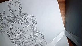 HOW TO DRAW IRON MAN MK 7 ( AVENGERS ) / full drawing tutorial WITH ONE PENCIL : shivam arts