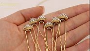 Ammei Headpiece Bridal Hair Pins Set Of 6 Bobby Pins Style With Sparkly Rhinestone For Wedding Parties (Gold)