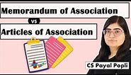 MOA vs AOA | Difference between Memorandum of Association and Articles of Association | MOA | AOA