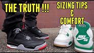 THE TRUTH JORDAN 4 BRED REIMAGINED vs SB4 | SIZING TIPS AND COMFORT
