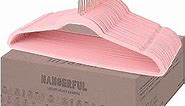 HANGERFUL Velvet Hangers 60 Pack - Premium Pink Clothes Hangers -Rose Gold Hooks - 360° Swivel - Durable & Non-Slip Suit Hangers, Ultra Slim & Space Saving Coat Hangers, Strong Felt Hangers