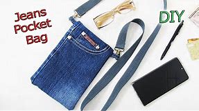 DIY Pocket Bag Out Of Old Jeans - Easy Phone Case, Bag Purse, Glasses Case - Old Jeans Crafts Ideas