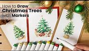 How to Draw Christmas Trees Easy and Make a Christmas Card