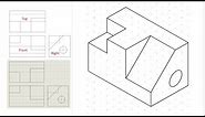 Isometric view drawing example 1 (easy). Links to practice files in description