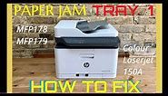 HP MFP178 MFP179 Color Laserjet 150 Paper Jam Tray 1 mfp179fnw won't feed paper HOW TO FIX