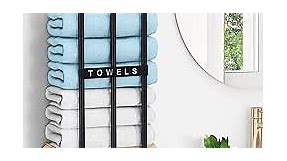 Bathroom Towel Storage, New Upgrade 3 Bar Wall Towel Rack for Rolled Towels, Towel Racks for Bathroom Wall Can Holds Up to 6 Bath Towels, Black