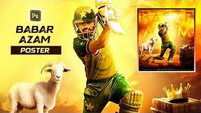 Babar Azam Poster Photoshop Tutorial | Cricket Poster Design in Photoshop | Sports Flyer Design