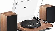 Record Player Vinyl Bluetooth Turntable with 36 Watt Stereo Bookshelf Speakers, Hi-Fi System with Magnetic Cartridge, USB Recording and Auto Stop