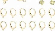 PH PandaHall 100 Pcs 24K Gold Plated Earring Hooks, 304 Stainless Steel Ear Wire Lever Back Earring Findings Golden Earwire with Open Loop for DIY Earring Jewelry Making,14.5x12x2mm