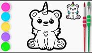How to Draw a Unicorn Bear | The Unicorn Bear has Wings, Easy Step by step for Kids