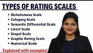 Types of Rating Scales : Dichotomous, Category, Likert, Semantic Differential, Stapel, Constant Sum