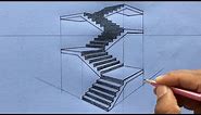 How to Draw Staircase in Two-Point Perspective Step by Steps