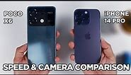 POCO X6 vs iPhone 14 Pro SPEED TEST & CAMERA Comparison | Zeibiz