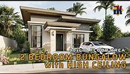 SMALL HOUSE DESIGN 90 sqm. 2 Bedroom Bungalow with HIGH CEILING | OFW Dream House