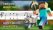 Sweden (Minecraft) | Sheet Music with Easy Notes for Recorder, Violin Beginners Tutorial