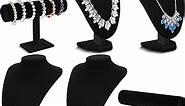 Huquary 6 Pcs Black Velvet Jewelry Display Set Necklace Display Stand T Bar Bracelet Holder Necklace Display Velvet Bracelet Holder Jewelry Display for Home Store Trade Shows