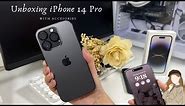 Unboxing iPhone 14 Pro Space Black 📦✨🖤 | Accessories | Aesthetic | @jamslvdr