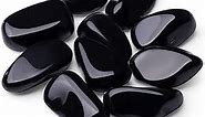QINJIEJIE Black Obsidian Crystals Polished Stones Bulk 0.6-1" Natural Stone Tumbled Reiki Healing Crystal for Succulents Plants Vase Filler Decoration Bulk 0.45 LBS